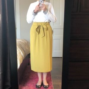 Boden Yellow Paper Bag Skirt Mid-Calf